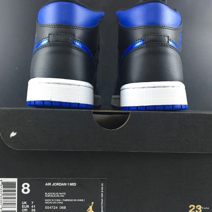 Jordan Royal Black Mid 1 Air Blue 554724-068 0406